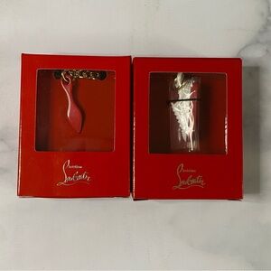 Christian Louboutin White Sneaker Lipstick Charm and Red Pendant Necklace